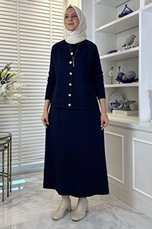 Melis Çelik Örme Triko Takım Lacivert