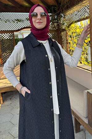 Safir Kapitone Yelek Siyah