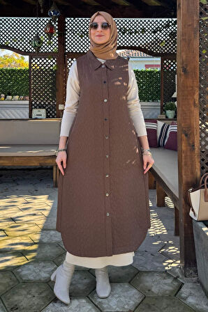 Safir Kapitone Yelek Kahve