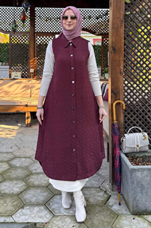 Safir Kapitone Yelek Bordo