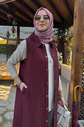 Safir Kapitone Yelek Bordo