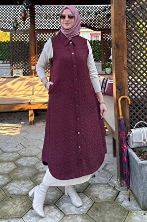 Safir Kapitone Yelek Bordo