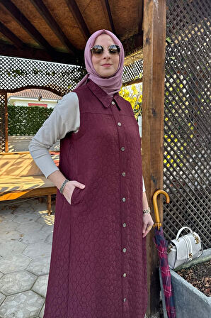 Safir Kapitone Yelek Bordo