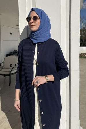 Manolya Lacivert Triko Hırka