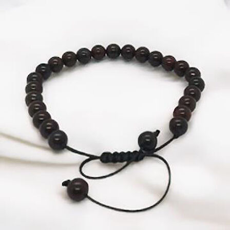 ALMANDIN GARNET DOĞAL TAŞ 6 MM AYARLANABİLİR İP HALAT ÖRGÜLÜ BİLEZİK