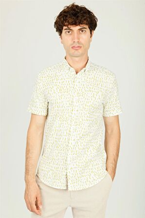 Uki Yeşil Slim Fit Kısa Kol Gömlek