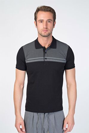 Centone Siyah Regular Fit Polo Yaka T-Shirt