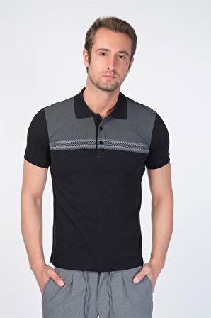 Centone Siyah Regular Fit Polo Yaka T-Shirt