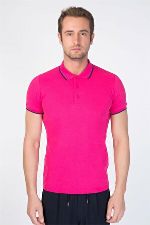 Centone Fuşya Slim Fit Polo Yaka T-Shirt