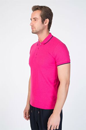 Centone Fuşya Slim Fit Polo Yaka T-Shirt