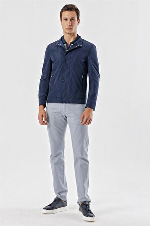 Uki Lacivert Slim Fit Dik Yaka Mont