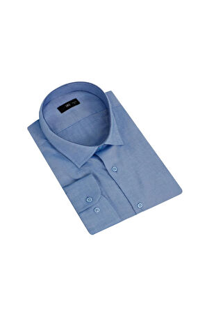 Uki Mavi Slim Fit Uzun Kol Oxford Klasik Gömlek