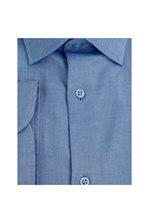 Uki Mavi Slim Fit Uzun Kol Oxford Klasik Gömlek