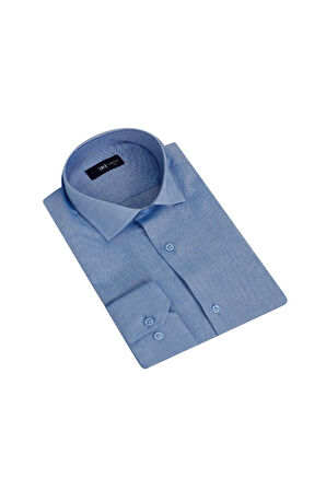 Uki Mavi Comfort Fit Uzun Kol Oxford Klasik Gömlek
