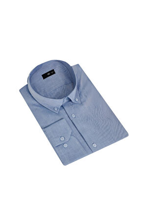Uki Mavi Comfort Fit Uzun Kol Oxford Klasik Gömlek