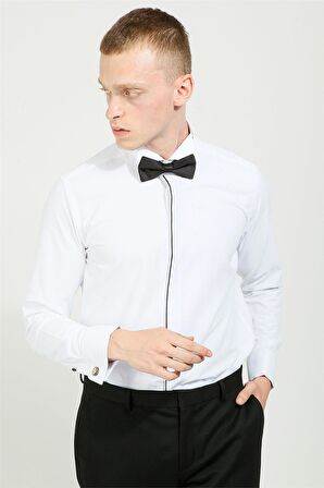 Uki Beyaz Slim Fit Uzun Kol Gömlek