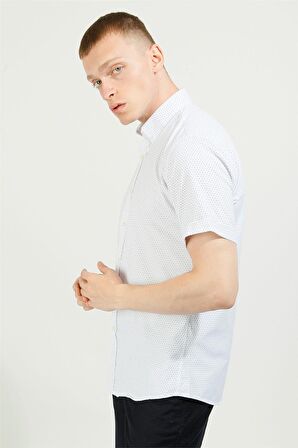 Uki Beyaz Slim Fit Kısa Kol Gömlek