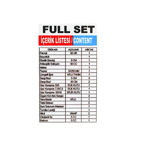 Otomobil İlk Yardım Çantası Ecza Çantası TS 4019