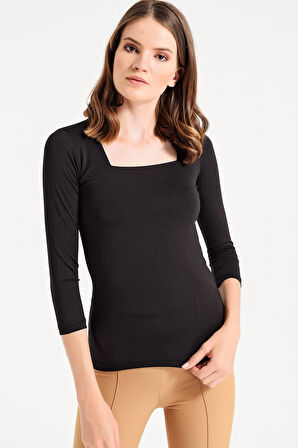 Kare Yaka Truvakar Kol Şık Body Bluz-Sax