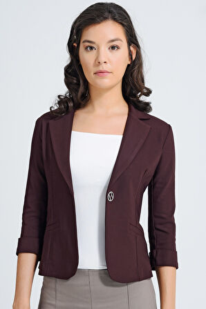 Yakalı Flato Cepli Capri Truvakar Kol Kısa Blazer Ceket