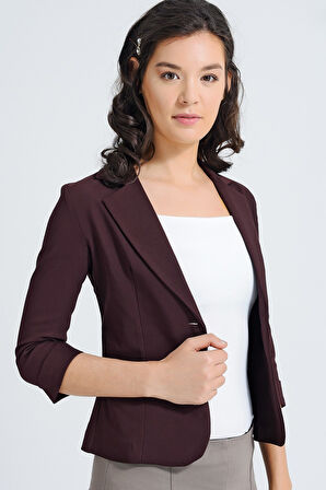 Yakalı Flato Cepli Capri Truvakar Kol Kısa Blazer Ceket