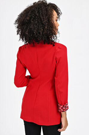 Yakalı Cepli Uzun Kol Kolu İsterse Katlanabilen Pamuklu Kumaş Blazer Ofis Ceket 