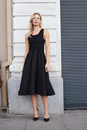 Kadın Triko Hırkalı Elbise-Siyah 