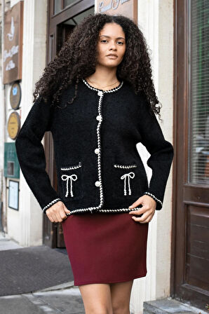 Cepli İncili Hırka-Siyah 