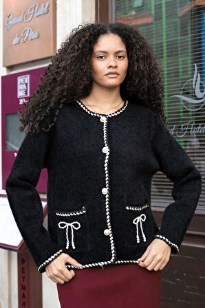 Cepli İncili Hırka-Siyah 