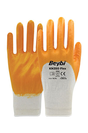 BEYBİ SARI-BEYAZ NİTRİL ELDİVEN KN-350 FLEX NO:9