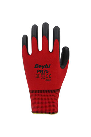 BEYBİ KIRMIZI-SİYAH NİTRİL ELDİVEN PN-75 NO:9