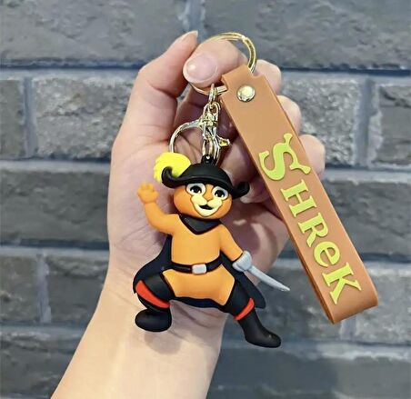 Şhrek Film Karakteri Çizmeli Kedi Silikon Anahtralık Çanta Süsü