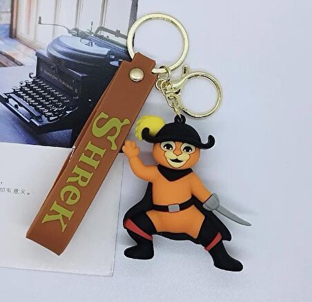 Şhrek Film Karakteri Çizmeli Kedi Silikon Anahtralık Çanta Süsü