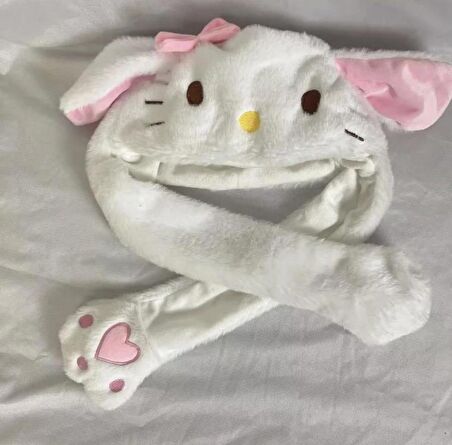 Hello Kitty Tasarımlı Işıklı Oynar Kulaklı Şapka