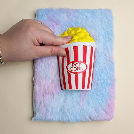 Squishy Tasarımlı Peluş  POPCORN  Çizgili Defter