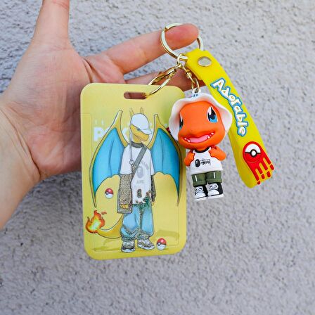 Pokemon Figür Karakter  CHARMANDER Anahtarlık Ve  Kartlık