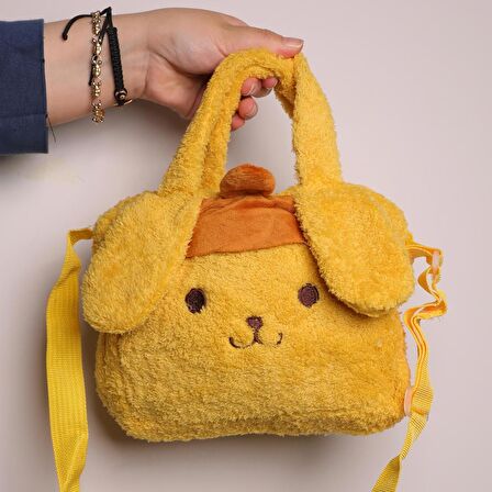 Sanrio Pompom purin Sarı Peluş Omuz El Çantası