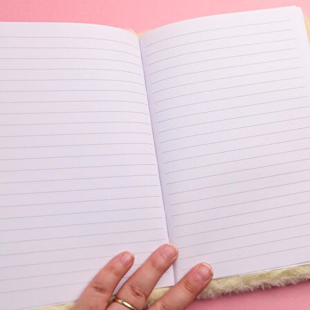 Sevimli Karakter Sarı Peluş Çizgili Defter