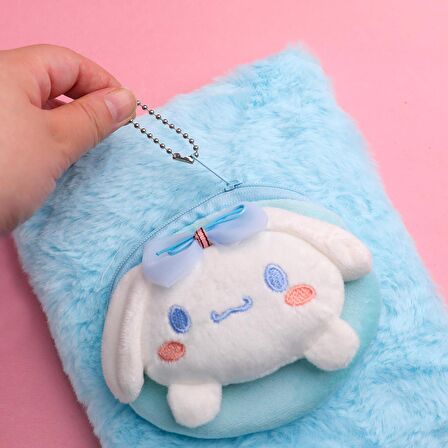 Sanrio Cinnamaroll Çizgili Peluş Defter Cüzdanlı