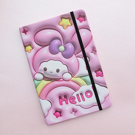 Kawai Sanrio My Melody Çizgili Lastikli Defter