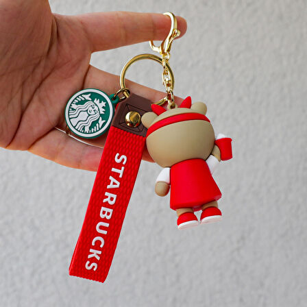 Starbucks Ayı 3D Karikatür Silikon Anahtarlık 