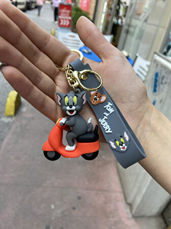 Tom&Jerry  Scooter Tasarımlı  Anahtarlık  Çanta Süsü  