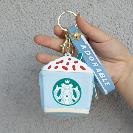 Mavi Starbucks  Silikon Bozuk Para Cüzdanı