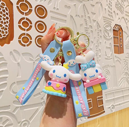 Cinnamaroll Tasarımlı Silikon Anahtarlık Çanta  Süsü 1 ADET