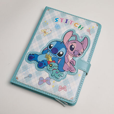Stitch Temalı Mıknatıslı Özel Kapaklı Defter - A5 Boyut - 160 Sayfa