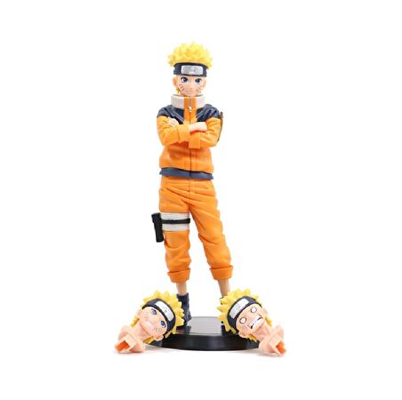 Anime Naruto Uzumaki 25 Cm Figür 3 Ayrı Kafa Birlikte 