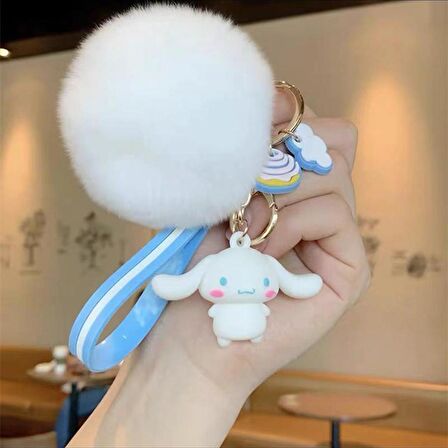 Sanrio Cinnamoroll Silikon Anahtarlık Pon Ponlu