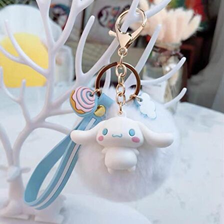 Sanrio Cinnamoroll Silikon Anahtarlık Pon Ponlu