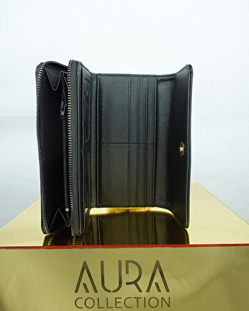 Valore Büyük Boy Fermuarlı ve Çok Gözlü Suni Deri Cüzdan