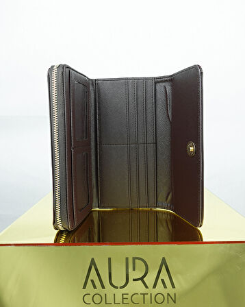 Valore Büyük Boy Fermuarlı ve Çok Gözlü Suni Deri Cüzdan